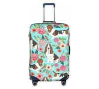 PPHGUT Sweet Basset Hound Housse de protection universelle pour valise de voyage élastique imperméable et légère Motif floral, blanc, XL, Organiseur de sac