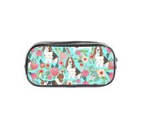 PPHGUT Sweet Basset Hound Imprimé floral Transparent Organiseur de papeterie pour l'école, les voyages, le bureau, le travail, le sport