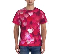 PPHGUT T-shirts à manches courtes pour homme avec imprimé cœur pour la Saint-Valentin, Noir , XL