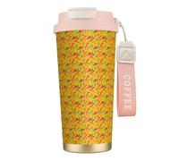 PPHGUT Tasse à café en acier inoxydable avec imprimé chapeau de cactus et piment pour bureau, camping, randonnée, aventures en plein air, tasse de voyage