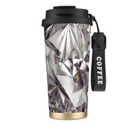 PPHGUT Tasse à café en acier inoxydable avec motif abstrait et strass pour bureau, camping, randonnée, aventures en plein air, tasse de voyage