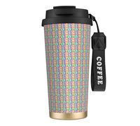 PPHGUT Tasse à café en acier inoxydable imprimé cœurs arc-en-ciel pour bureau, camping, randonnée, aventures en plein air, tasse de voyage