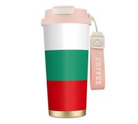 PPHGUT Tasse à café en acier inoxydable imprimé drapeau bulgare pour bureau, camping, randonnée, aventures en plein air, tasse de voyage