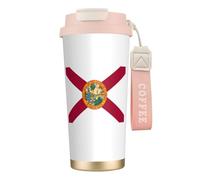 PPHGUT Tasse à café en acier inoxydable imprimé drapeau de la Floride pour bureau, camping, randonnée, aventures en plein air, tasse de voyage