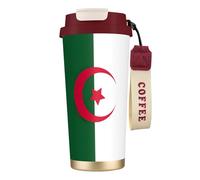 PPHGUT Tasse à café en acier inoxydable imprimé drapeau de l'Algérie pour bureau, camping, randonnée, aventures en plein air, tasse de voyage