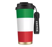 PPHGUT Tasse à café en acier inoxydable imprimé drapeau de l'Italie pour bureau, camping, randonnée, aventures en plein air, tasse de voyage