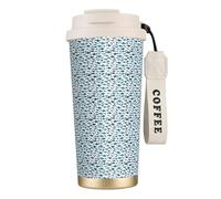 PPHGUT Tasse à café en acier inoxydable motif requin avec différents gestes imprimés pour bureau, camping, randonnée, aventures en plein air, tasse de voyage