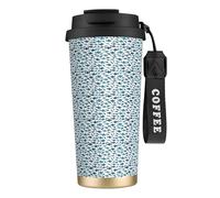 PPHGUT Tasse à café en acier inoxydable motif requin avec différents gestes imprimés pour bureau, camping, randonnée, aventures en plein air, tasse de voyage