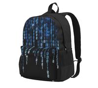 PPHGUT The Blue Binary Print Sac à dos de grande capacité pour adulte Résistant à l'eau Sac à dos de randonnée pour amateurs de plein air