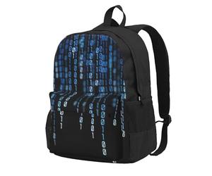 PPHGUT The Blue Binary Print Sac à dos de grande capacité pour adulte Résistant à l'eau Sac à dos de randonnée pour amateurs de plein air