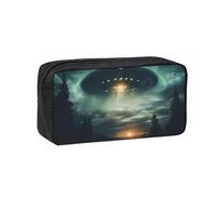 PPHGUT Trousse spacieuse pour adultes avec imprimé OVNI la nuit - Grande capacité - Pour le quotidien - Organiseur de bureau