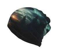 PPHGUT UFO at Night Print Bonnet d'hiver multifonction chaud pour l'extérieur Mode Écharpe Couvre-chef à porter au quotidien, Noir , Taille unique