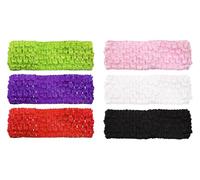 PPhtony Lot de 6 bandeaux au crochet colorés rétro des années 80 - Accessoires pour femmes, filles, adolescentes, Halloween, déguisement de fête (couleurs mélangées)