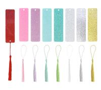 PPhtony Lot de 8 marque-pages rectangulaires en acrylique pailleté avec pompons pour cadeaux de Noël