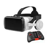 PPLDABNK Casque de réalité virtuelle 3D pour Smartphone + Joystick, Lunettes VR 3D, 3D IMAX, écran géant 800 Pouces, Effet sonore KTV, 350 mAh, pour Films et Jeux,White
