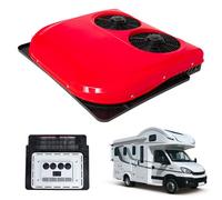 PPLDABNK Climatiseur De Toit À Onduleur 12/24 V CC Avec Télécommande - Refroidissement Uniquement, 4 Sorties D'air De 95 Mm, Double Ventilation, Pour Camions, Camping-cars Et Bateaux,24v,Red