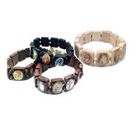 Ppmter 4pcs Enfants Religieux Saints Catholiques Icône Bracelet Stretch Bracelet Chrétien Joaillière Religieuse Cadeaux