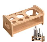Ppmter Cocktail Shaker Set Wooden Stand Uniquement du Barman Kit De Barman Bamboo Stand en Bois Barmande Barngez-Out Strangeur De Stockage pour Les Amateurs De Cocktails