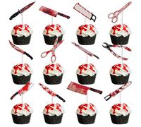 Ppmter Lot de 12 Décorations pour Cupcakes d'halloween, Motif Couteau Sanglant, Décorations pour Gâteaux d'anniversaire, Fournitures De Fête d'anniversaire sur Le Thème d'halloween