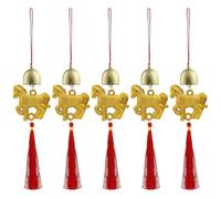 Ppmter Lot De 5 Pendentifs « année du Cheval », Décoration Porte-Bonheur pour Le Nouvel an Chinois, Ornements Décoratifs À Suspendre avec Pompon, Symbole De Fortune, De Richesse