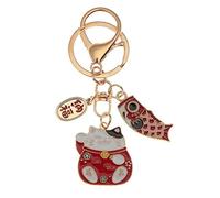 Ppmter Lucky Cat Keychain Fortune Japonais Cat Keyring pour À Dos De Voiture À Dos À Main Cadeaux Drôles