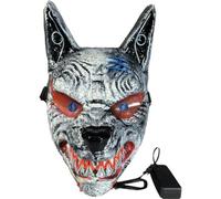 Ppmter Masque De Loup Lumineux À LED pour Halloween, Masque Effrayant pour Adultes Enfants, Accessoires De Déguisement pour Fête Costumée