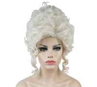 Ppmter Perruque Vintage Curly Victorienne Baroque Du Xviiie Siècle Femme Reine Halloween Cosplay Fête Des Costumes Accessoires