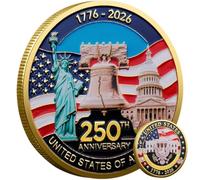 Ppmter Pièce De Défi du 250e Anniversaire des États-Unis, 1776-2026 Pièces Américaines Pièce Commémorative du 250e Anniversaire des États-Unis Pièce De Collection De L'indépendance