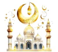 Ppmter Stickers Muraux Ramadan, Autocollants Muraux Islamiques Musulmans, Autocollants Lune, Étoile Château pour Fenêtres, Décorations Ramadan pour Maison, Le Salon Chambre