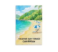 PPNVMKX Poster de voyage vintage Trinité-et-Tobago, Caraïbes, 30 x 45 cm, décoration murale sur toile pour salon, chambre à coucher