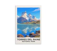PPNVMKX Poster vintage sur toile représentant le parc national de Torres Del Paine - Décoration murale pour salon, chambre à coucher - 40 x 60 cm