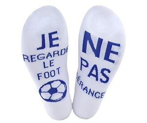Pppby Funny Socks Chausettes Drôle, Je Regarde Le Foot, NE Pas DÉRANGER, Chaussettes Drôles Biere Chaussettes Courtes Chausettes Fantaisies Coton Chaussettes De Sport Homme, BLANC