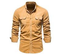 PPPPA Chemise en Jean Tissu Coupe régulière Chemise boutonnée à Manches Longues Chemises en Jean pour Homme Coupe ajustée Chemise boutonnée décontractée à Manches Longues Haut en Coton Stretch