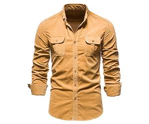 PPPPA Chemise en Jean Tissu Coupe régulière Chemise boutonnée à Manches Longues Chemises en Jean pour Homme Coupe ajustée Chemise boutonnée décontractée à Manches Longues Haut en Coton Stretch