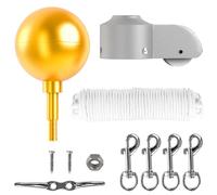 PPQ Kit de réparation pour mât de drapeau de 7,6 cm doré et matériel de réparation de pièces - Corde drisse de 15,2 m | Crochet taquet en zinc de 10,2 cm | Clips à pression pivotants pour drapeaux |