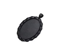 PPQIRU Ajustement 30x40mm Cabochons ovales motif camées en verre paramètres de cadre noir plateau lunette for collier à faire soi-même faisant des accessoires 5 pièces Pour Bijoux