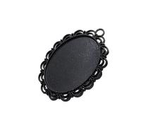 PPQIRU Ajustement 30x40mm Cabochons ovales motif camées en verre paramètres de cadre noir plateau lunette for collier à faire soi-même faisant des accessoires 5 pièces Pour Bijoux