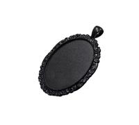 PPQIRU Ajustement 30x40mm Cabochons ovales motif camées en verre paramètres de cadre noir plateau lunette for collier à faire soi-même faisant des accessoires 5 pièces Pour Bijoux