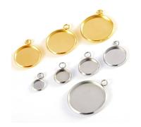 PPQIRU Base de Cabochon en acier inoxydable, couleur or, 6-30mm, 20 pièces, paramètres pendentif, plateau vierge for camée, composants fabrication bijoux, bricolage Pour Bijoux(Gold Color,Inner 20mm)
