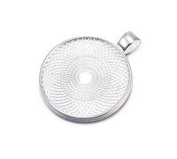 PPQIRU Base de Cabochon pendentif Double face 25/30mm, 10 pièces, lunettes plaquées, plateau vierge for colliers, porte-clés, fabrication bijoux à faire soi-même Pour Bijoux(Silver,Inner size 30mm)