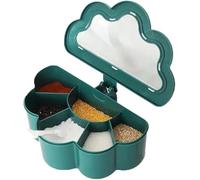 PPQIRU Boîte à Assaisonnement Boîte d'assaisonnement de cuisine créative, Pots à épices 6 compartiments, condiments, boîte rangement sel et poivre, conteneur avec cuillères(Green)