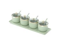 PPQIRU Boîte à Assaisonnement Bouteilles de condiments avec couvercle, boîte rangement d'assaisonnement, bol récipient sucre au poivre, pots salière, bouteille sésame(Golden light green)