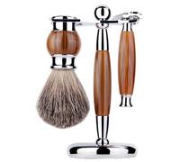 PPQIRU Brosse de nettoyage barbe manuelle luxe for hommes, rasoir en métal for support, outil toilettage for tondeuse à cheveux(Coffee)