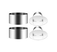 PPQIRU Cercle A Patisserie Moule à gâteau Rond en Acier Inoxydable avec Poussoir, Outils de décoration de gâteaux, Mousse, Anneau de pâtisserie, Anneaux de Cuisson, Outils de Cuisson(2Pcs)