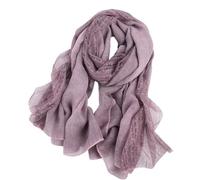 PPQIRU Écharpe De Printemps Écharpe de printemps for femme, élégante, avec coutures en dentelle, solide, belle, longue, châle, hijab, 90 x 190 cm(Purple)