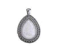 PPQIRU Paramètres de Base pendentif goutte d'eau, 5 pièces/lot, 18x25mm, fleur sculptée, plateau vierge for bricolage, accessoires fabrication bijoux Pour Bijoux(Color3)