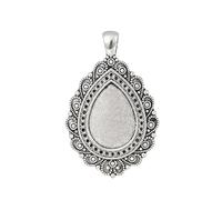 PPQIRU Paramètres de Base pendentif goutte d'eau, 5 pièces/lot, 18x25mm, fleur sculptée, plateau vierge for bricolage, accessoires fabrication bijoux Pour Bijoux(Color2)