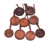 PPQIRU Paramètres de Cabochon en bois, taille intérieure 25/30mm, plateaux Base for pendentif camée vierge avec cordon cuir for la fabrication bijoux, 10 pièces Pour Bijoux(15E07)