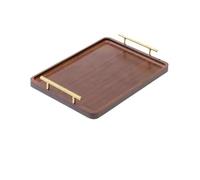 PPQIRU Plateau De Service Plateau rectangulaire en bois avec poignée métal doré, for tasse d'eau, fruits, aliments, articles divers, plateau de service, organisateur ménager(40 * 30 * 5cm)