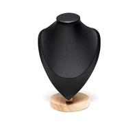 PPQIRU Présentoir à Colliers Présentoir de buste Mannequin en bois, 2 pièces, présentoir collier, modèle Portrait, pendentif cou, support rangement bijoux, accessoires vitrine fenêtre(Black,M)